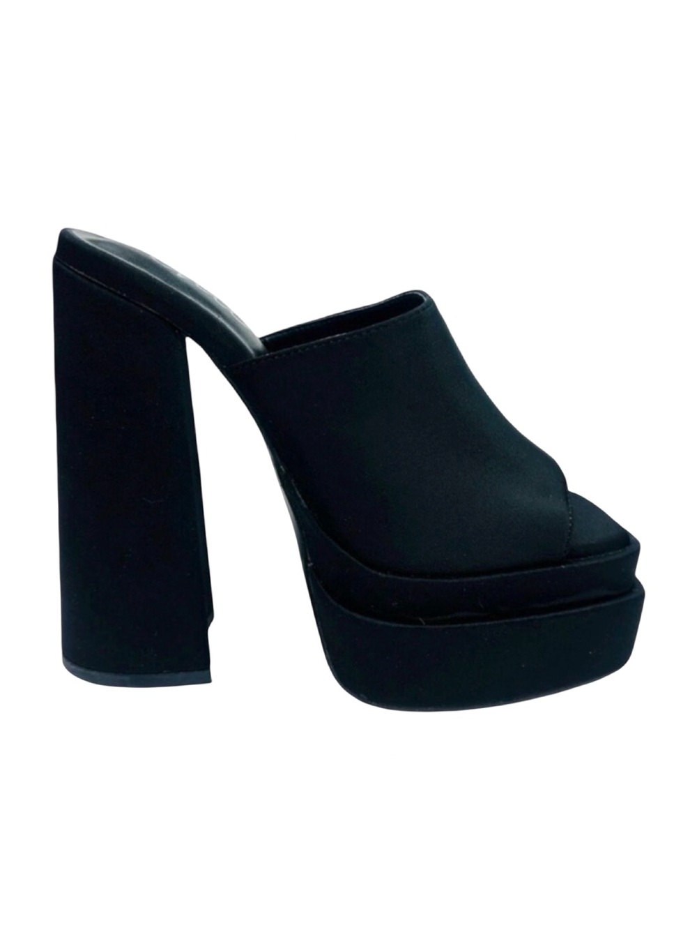 Chic Platform Block Heel Mules - Black - Size 7.5